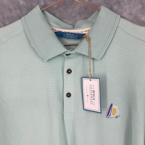 Boca Islandwear Polo Shirt Mens XXL Modal Blend Surfboard Drink Embroidery - Picture 3 of 10